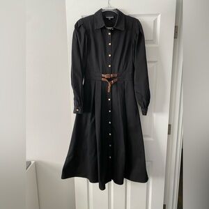 Cotton black midi dress